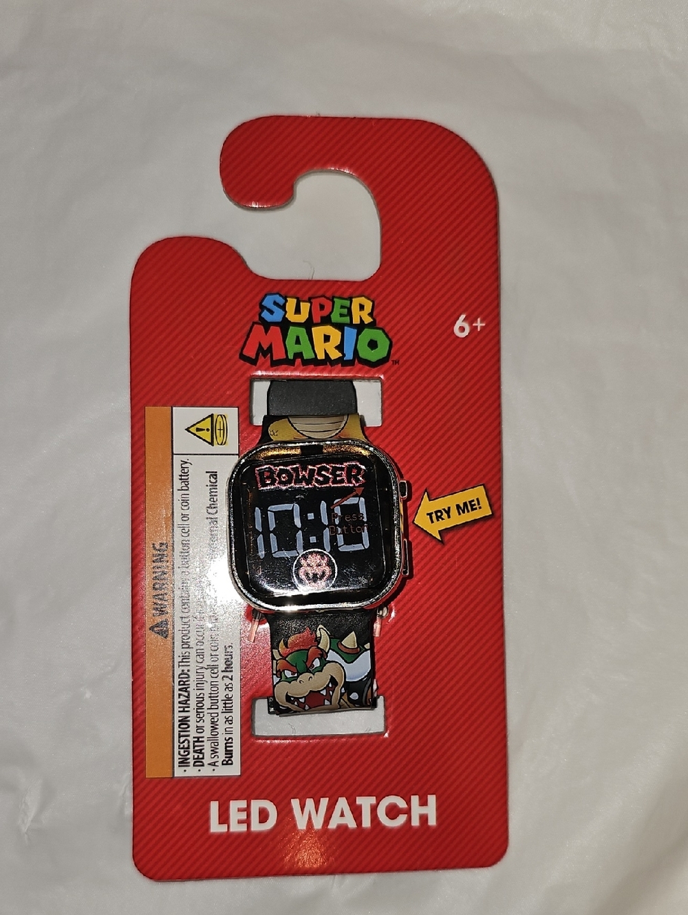 Nintendo Super Mario Bowser LED Watch Black Printed Strap New